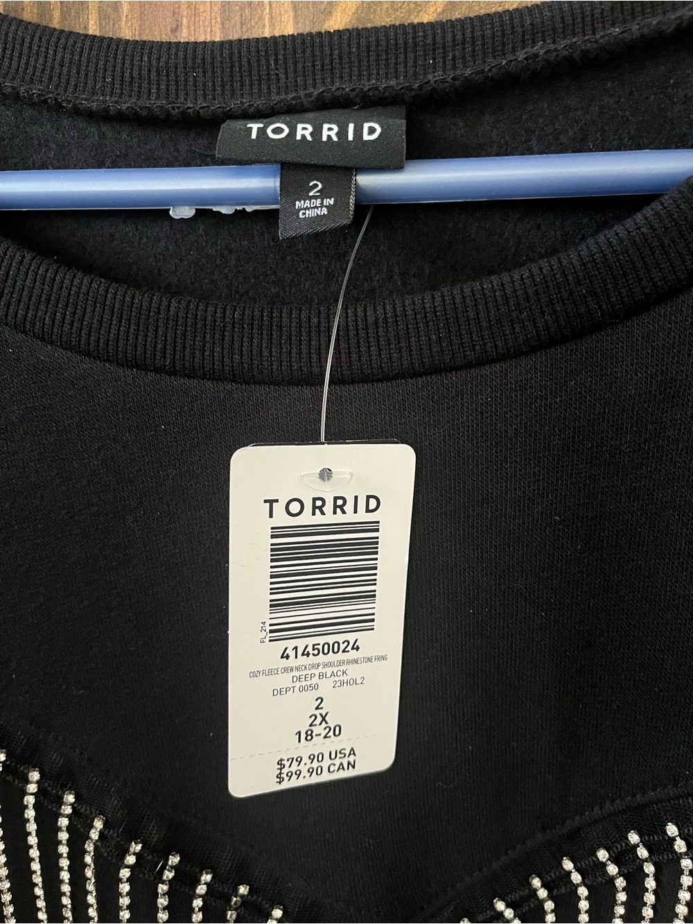 torrid Black Crewneck Sweatshirt with Rhinestone Fringe - Picture 6 of 6